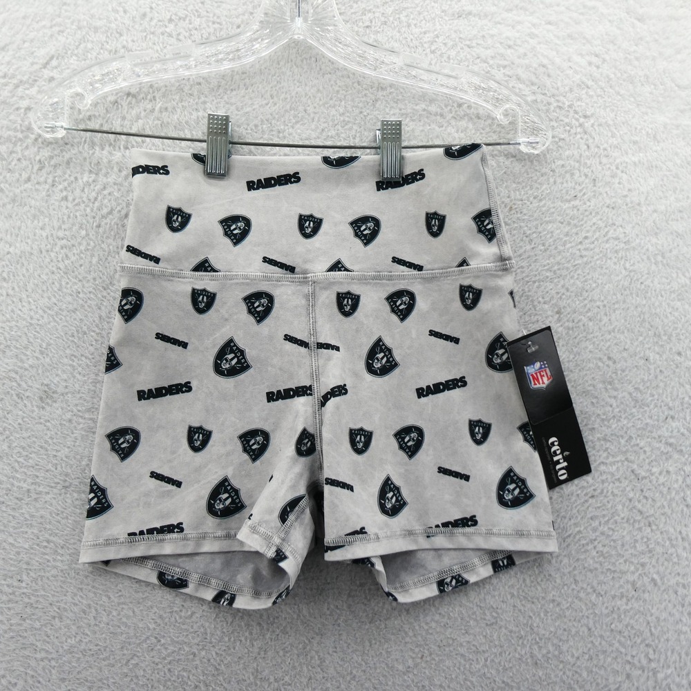 Certo Shorts Womens‎ Small Las Vegas Raiders Grey NFL Logo Biker Athletic USA